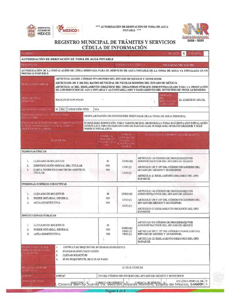 thumbnail of 001 AUTORIZACION DE DERIVACION DE TOMA DE AGUA POTABLE