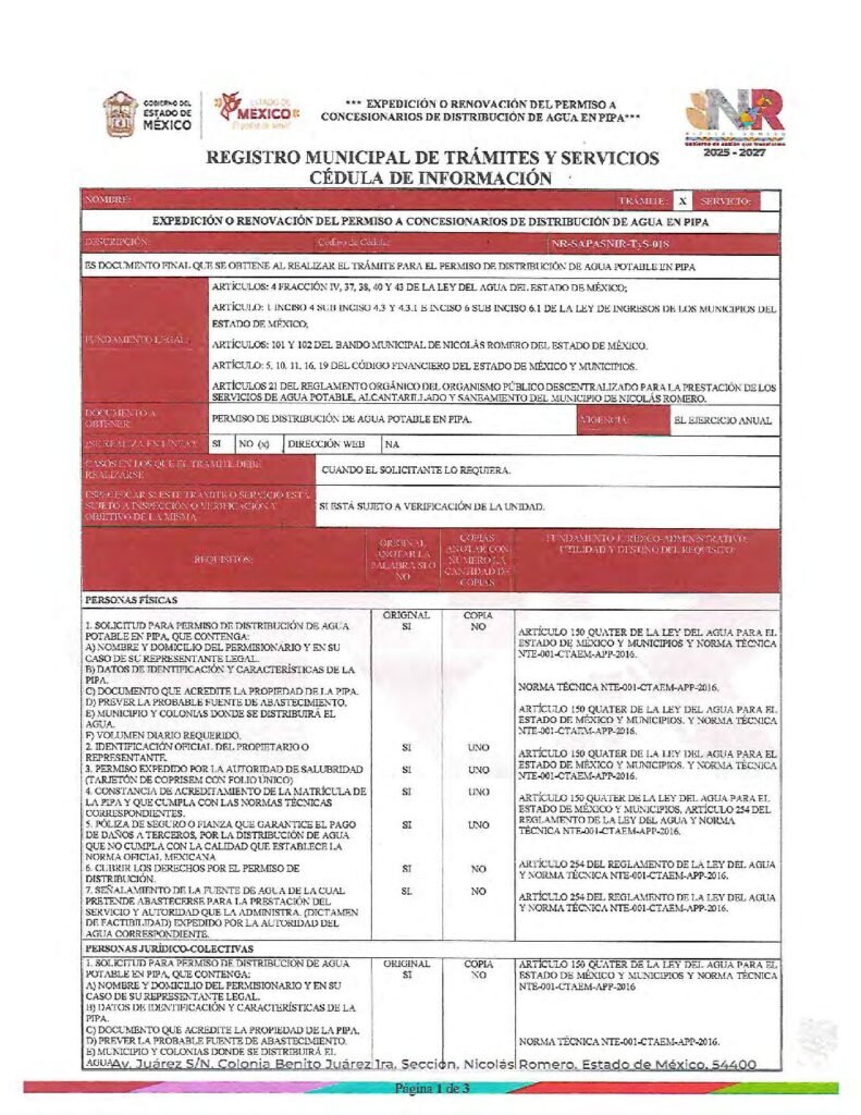 thumbnail of 018 EXPEDICION O RENOVACION DEL PERMISO A CONCESIONARIOS DE DISTRIBUCION DE AGUA EN PIPA