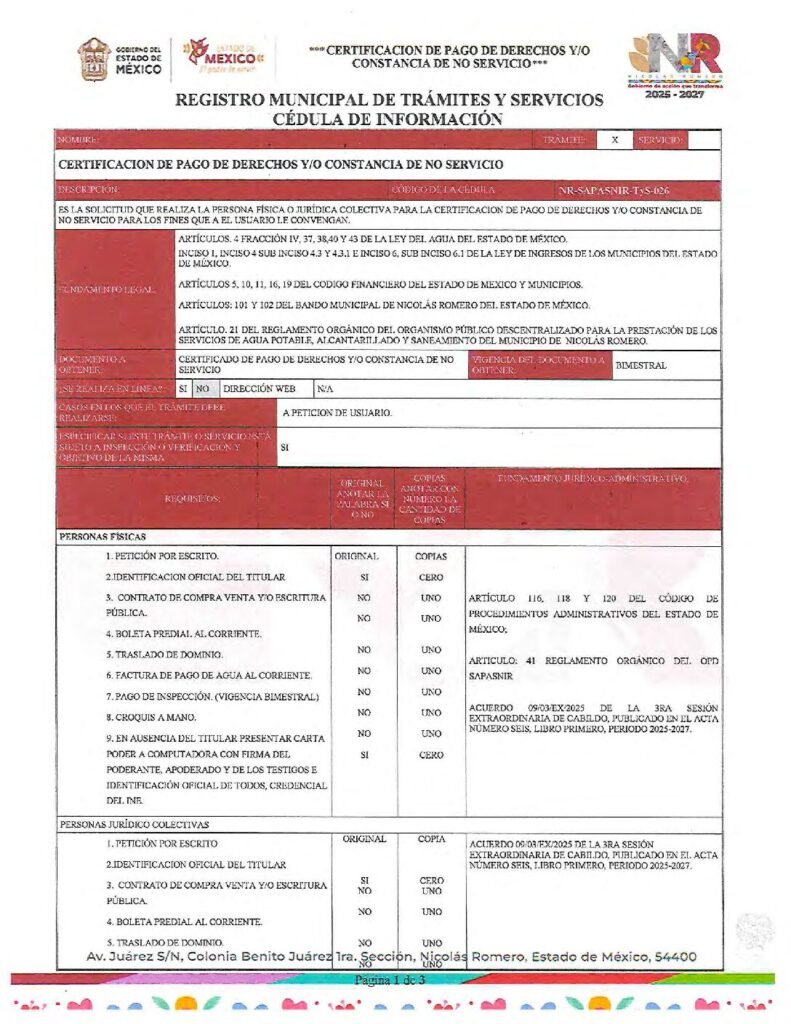 thumbnail of 026 CERTIFICACION DE PAGO DE DERECHOS Y O CONSTANCIA DE NO SERVICIO