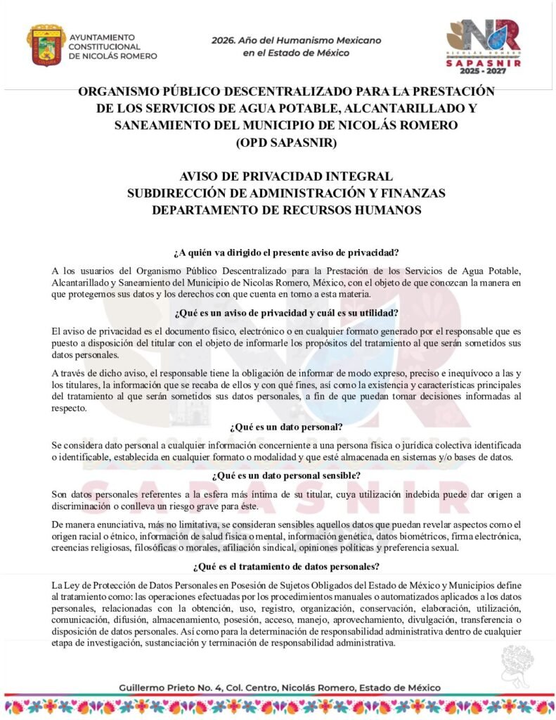 thumbnail of AVISO DE PRIVACIDAD Recursos Humanos